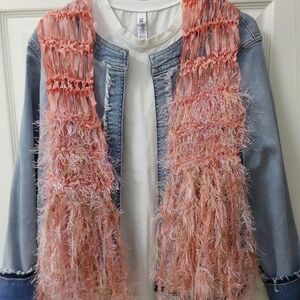 PeachTextured Silk Ribbon Scarf
